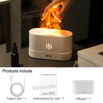 KINSCOTER Aroma Diffuser Air Humidifier Ultrasonic Cool Mist Maker Fogger Led Essential Oil Flame Lamp Difusor